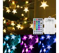 Solhice 6M Color Changing Star String Lights Battery Operated 40 LEDs, Twinkle Lights for Kids Room, Waterproof Outdoor Indoor Hanging String Lights with Remote for Bedroom Decor