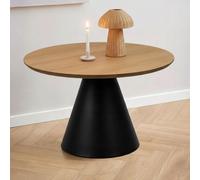 Soli Coffee Table - Round - Oak and Black Metal - Small