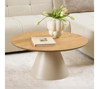 Soli Coffee Table - Round - Oak and Grey Metal - Large