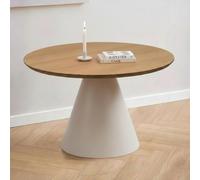Soli Coffee Table - Round - Oak and Grey Metal - Small
