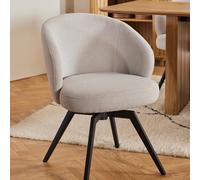 Furniture To Go Soli Round Dining Table In Oak/black 120X75Cm Included 4 Darlene Dining Chair With Armrest And Swivel Function In Beige