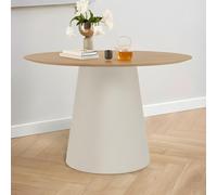 Soli RoundDining Table - 4 Seater - Pedestal - 120cm - Oak and Grey Metal