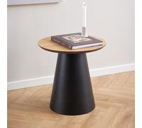 Soli Side Table - Round - Oak and Black Metal