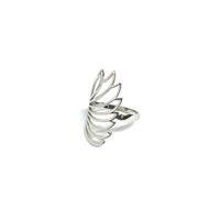 SOLIAXDIY 925 Sterling Silver Leaf Fan Ring - Minimalist Sculptural Openwork Adjustable Band Inspired by Nature, Botanical Statement Ring for Women, RTT Jewelry