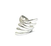 SOLIAXDIY 925 Sterling Silver Sculptural Wave Ring - Adjustable Wide Open Band with Layered Curved Design, Modern Minimalist Statement Ring for Women, RTT Jewelry