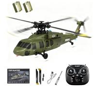 SOLIAXDIY K200 RC Helicopter - 6CH Flybarless Black Hawk Remote Control Helicopter, Stunt Brushless Military Aircraft with Optical Flow Positioning