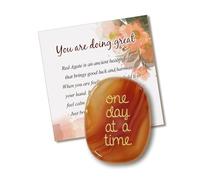 SOLICIEL One Day at A Time Agate Healing Crystal, Thinking of You Gifts for Him for Her Anxiety Relief Items You Got This Sobriety Gifts Inspirational for Best Friend for Women Men