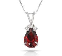 Solid 14ct Beautiful White Gold CZ Three Stones On Top Pendant Necklace (12 Colors) (january)-Pendant for Women