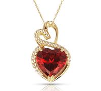 Solid 14ct Beautiful Yellow Gold Dual Love Heart shaped CZ Pendant Necklace (12 Colors) (january)-Pendant for Women