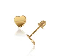 Solid 14ct CZ Small Love Heart Screw Back Stud Earrings (yellow and White) Gift For Women-(Yellow Gold)-Stud Earring