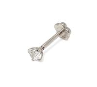 Solid 14ct Gold 18g 2mm Simulated Diamond CZ Labret Tragus Ear Lip Ring Cartilage Stud (White Gold) - Body Piercing Stud for Women