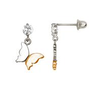 Solid 14ct Gold Cubic Zirconia Beautiful Butterfly Angel Wings Shaped Stud Earrings With Single Stone White Gold Earring for Men