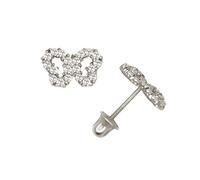 Solid 14ct Gold CZ Beautiful Butterfly Angel Wings Stud Earrings White Gold Gift For Women (White Gold)-Stud Earring
