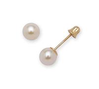 Solid 14ct Yellow Gold Round Freshwater Cultured Pearl Stud Screw Back Earrings (3mm 8mm)-Stud Earring for Women