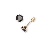 Solid 14ct Yellow Or White Gold Black 6mm Round Cubic Zirconia Basket set Stud Screw Back Earrings-Stud Earring for Women