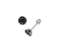 Solid 14ct Yellow Or White Gold Black 6mm Round Cubic Zirconia Basket set Stud Screw Back Earrings-Stud Earring for Women