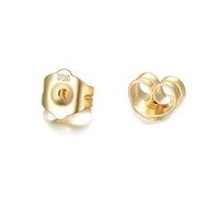 Solid 14K Gold Earring Backs Hypoallergenic Soft Clear Silicone Earrings Backings Replacements Secure Safety for Studs (1 Pair) (14K Yellow Gold Earring Backs)