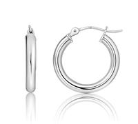 Solid 14k Gold Hoop Earrings for Women | 14k White Gold Hoop Earrings | 14k Real Gold Earrings with Click Tops | 1.2 Inch Large White Gold Earrings by MAX + STONE, Yellow Gold | Size: 16mm (0.60 inch