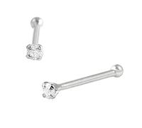 Solid 14Kt Gold Moissanite Stud Nose Ring - 22G Nose Bone Stud - Ball End Nose Ring - April Birthstone Nose Stud, Metal, moissanite