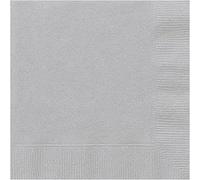 Solid 16cm Disposable Luncheon Paper Napkins Tableware for Celebrations, Parties and Events, Count-20 (Silver)