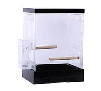 Solid 18.8in Birdcages Clear Acrylic Bird Breeding Box Portable Bird Cage Simple Durable Birdcage Square Bird House Carrier (Wood)