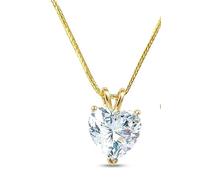 SOLID 18k Gold Diamond Necklaces for women Solitaire 1.5 carat Diamond Necklace gift for her 8mm Heart Diamon HANDMADE Diamod Jewelry Mothers day gift for Mom wife Birthday Solid 18k Yellow Gold