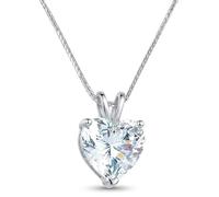 SOLID 18k Gold Diamond Necklaces for women Solitaire 1.5 carat Diamond Necklace gift for her 8mm Heart Diamon HANDMADE Diamod Jewelry Mothers day gift for Mom wife Birthday Solid 18k White Gold