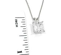 SOLID 18k Gold Diamond Necklaces for women Solitaire 1.5 carat Diamond Necklace gift for her 8mm Square Diamon HANDMADE Diamod Jewelry Mothers day gift for Mom wife Birthday Solid 18k White Gold