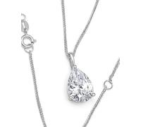 SOLID 18k Gold Diamond Necklaces for women Solitaire 1.65 carat Diamond Necklace gift for her 7x10mm Pear Diamon HANDMADE Diamod Jewelry Mothers day gift for Mom wife Birthday Solid 18k White Gold