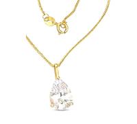 SOLID 18k Gold Diamond Necklaces for women Solitaire 1.65 carat Diamond Necklace gift for her 7x10mm Pear Diamon HANDMADE Diamod Jewelry Mothers day gift for Mom wife Birthday Solid 18k Yellow Gold