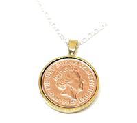 Solid 2017 Bronze Wedding Anniversary Gold Plated Pendant ideal for a 8th Bronze wedding anniversary