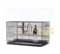 Solid 30 Inch Birdcages Large Bird Cages with Rolling Stand Portable Wrought Iron Birdcage Square Bird Carriers for Home Garden (D Set)