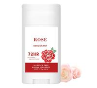 Solid 75g White Deodorant Stick with Rose Scent - Aluminum & Baking Soda Free 72-Hour Long-Lasting Invisible Protection for Men and Women, Floral Aroma Underarm Care, Gentle Formula, Freshness, Daily