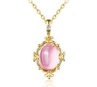 solid 925 gemstones necklace for women 100% natural opal rose quartz charm choker pendant