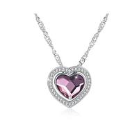 Solid 925 Sterling Silver Crystal Heart Pendant Necklace For Women Girl Prom Banquet Wedding Engagement Party Fine Jewelry