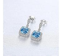 Solid 925 Sterling Silver Drop Earrings For Women Sky Blue Topaz Gemstone Fine Jewelry Christmas Party Gift