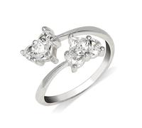Solid 925 Sterling Silver Elegant Adjustable Cubic Zirconia Invisible Love Heart toe ring (10mmx15mm)-toe ring for Women