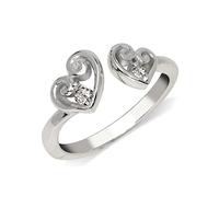 Solid 925 Sterling Silver Elegant Adjustable Cubic Zirconia Scroll Love Heart toe ring (7mmx15mm)-toe ring for Women