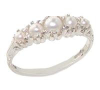 Solid 925 Sterling Silver Genuine Natural Pearl VINTAGE style Ring - Size Y 1/2