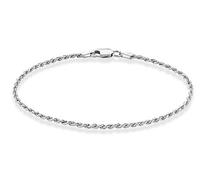 Solid 925 Sterling Silver Italian 2mm, 3mm Diamond-Cut Braided Rope Chain Bracelet for Women Men, Made in Italy, Sterling Silver