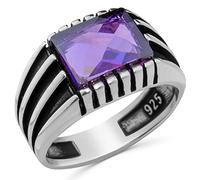 Solid 925 Sterling Silver Luxury Ring for Men purple