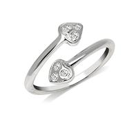 Solid 925 Sterling Silver Small Love Heart Bypass Adjustable Cubic Zirconia toe ring (10mmx15mm)-toe ring for Women