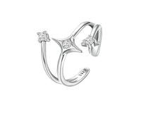 Solid 925 Sterling Silver Starry Adjustable Ring Three-layer Minimalist Cz Jewelry Birthday Gift Original For Women