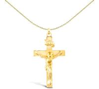 Solid 9ct Gold Flat INRI Crucifix Cross Pendant - JPX010 Jewelco London Gold One Size