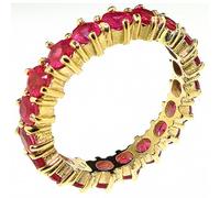 Solid 9ct Yellow Gold Ring, Ladies Natural Ruby Eternity Ring - Size L