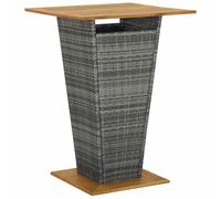vidaXL Solid Acacia Wood Bar Table Black Poly Rattan Outdoor Counter Pub Desk