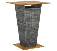 vidaXL Solid Acacia Wood Bar Table Black Poly Rattan Outdoor Counter Pub Desk
