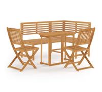 Solid Acacia Wood Bistro Set 4 Piece Wooden Furniture Set Brown/Grey vidaXL