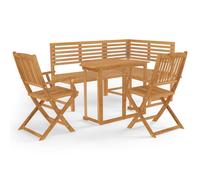 Solid Acacia Wood Bistro Set 4 Piece Wooden Furniture Set Brown/Grey vidaXL