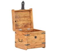 Solid Acacia Wood Chest 40 x 40 x 40 cm with Lockable Lid, Seat Chest and Storage Box for Bedroom, Living Room, Hallway, Robust Wooden Box with Storage Space and Handles